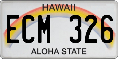 HI license plate ECM326