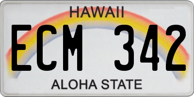 HI license plate ECM342