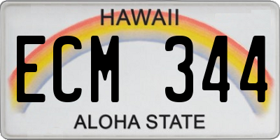 HI license plate ECM344