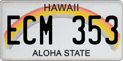 HI license plate ECM353