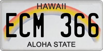 HI license plate ECM366