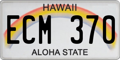 HI license plate ECM370