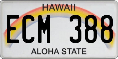 HI license plate ECM388