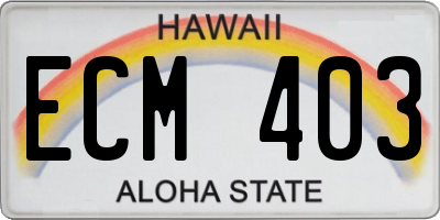 HI license plate ECM403