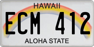 HI license plate ECM412