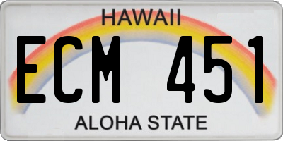 HI license plate ECM451