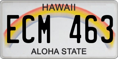 HI license plate ECM463