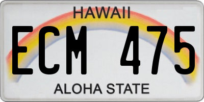 HI license plate ECM475