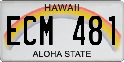 HI license plate ECM481