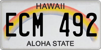 HI license plate ECM492