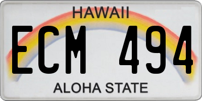HI license plate ECM494