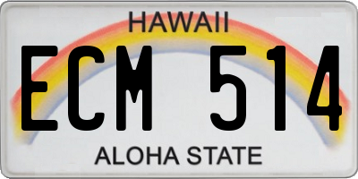 HI license plate ECM514