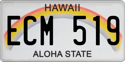 HI license plate ECM519
