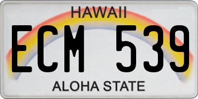 HI license plate ECM539
