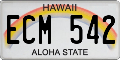 HI license plate ECM542