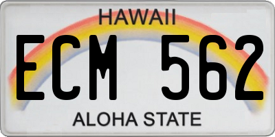 HI license plate ECM562