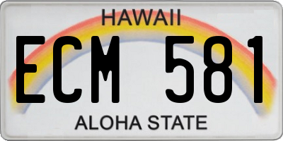 HI license plate ECM581