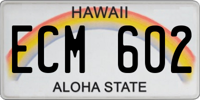 HI license plate ECM602