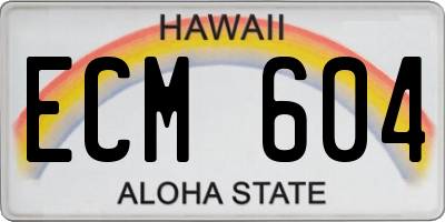 HI license plate ECM604