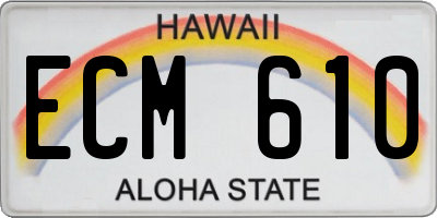 HI license plate ECM610