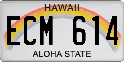 HI license plate ECM614