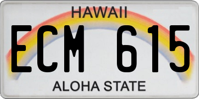 HI license plate ECM615