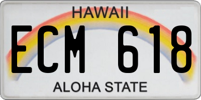 HI license plate ECM618
