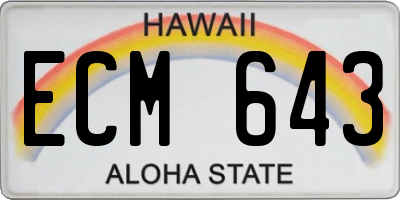 HI license plate ECM643