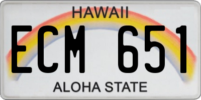 HI license plate ECM651