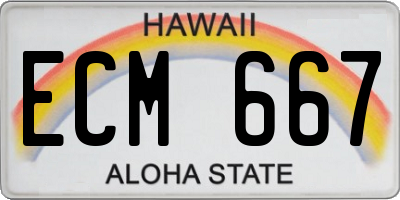 HI license plate ECM667