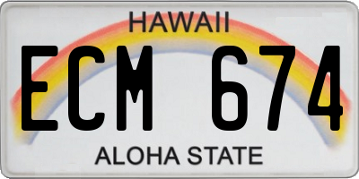 HI license plate ECM674