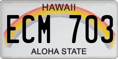 HI license plate ECM703