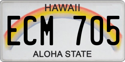 HI license plate ECM705