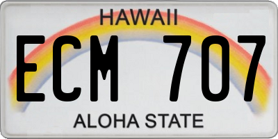 HI license plate ECM707