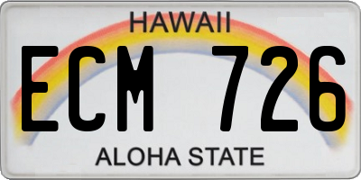 HI license plate ECM726
