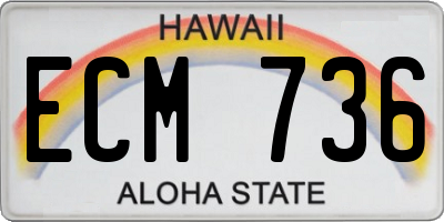 HI license plate ECM736