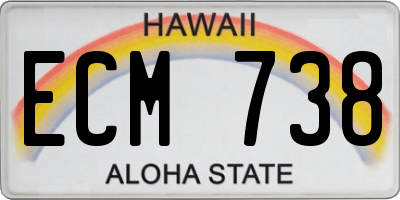 HI license plate ECM738
