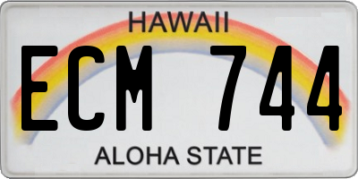 HI license plate ECM744