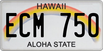 HI license plate ECM750