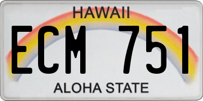 HI license plate ECM751