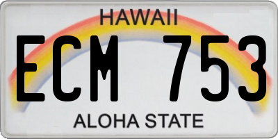 HI license plate ECM753
