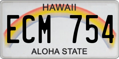 HI license plate ECM754