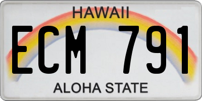 HI license plate ECM791