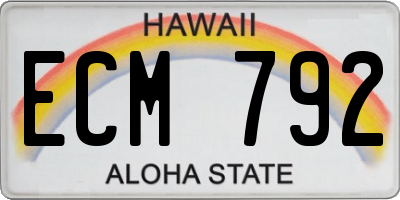 HI license plate ECM792