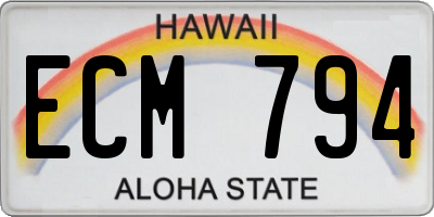 HI license plate ECM794