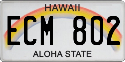 HI license plate ECM802