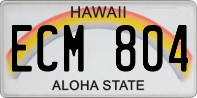HI license plate ECM804