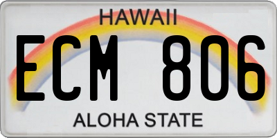 HI license plate ECM806
