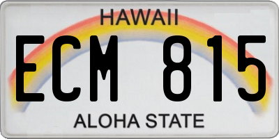 HI license plate ECM815