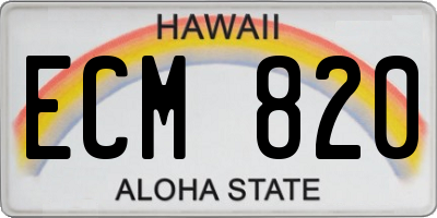 HI license plate ECM820